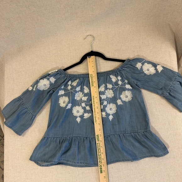 Blue Embroidered Off the Shoulder Top XS - Picture 5 of 8